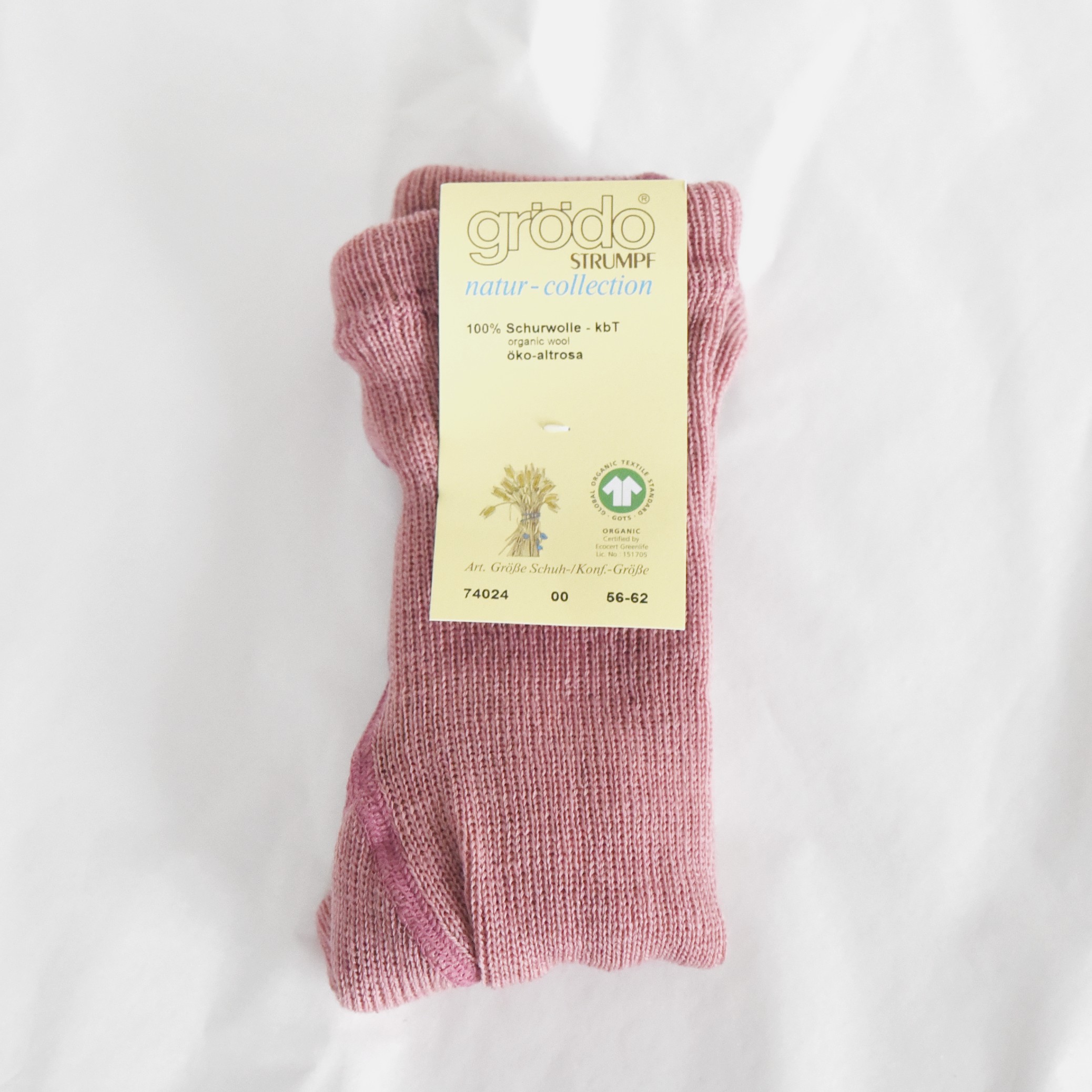 Collants bébé en laine mérinos bio rose Grödo