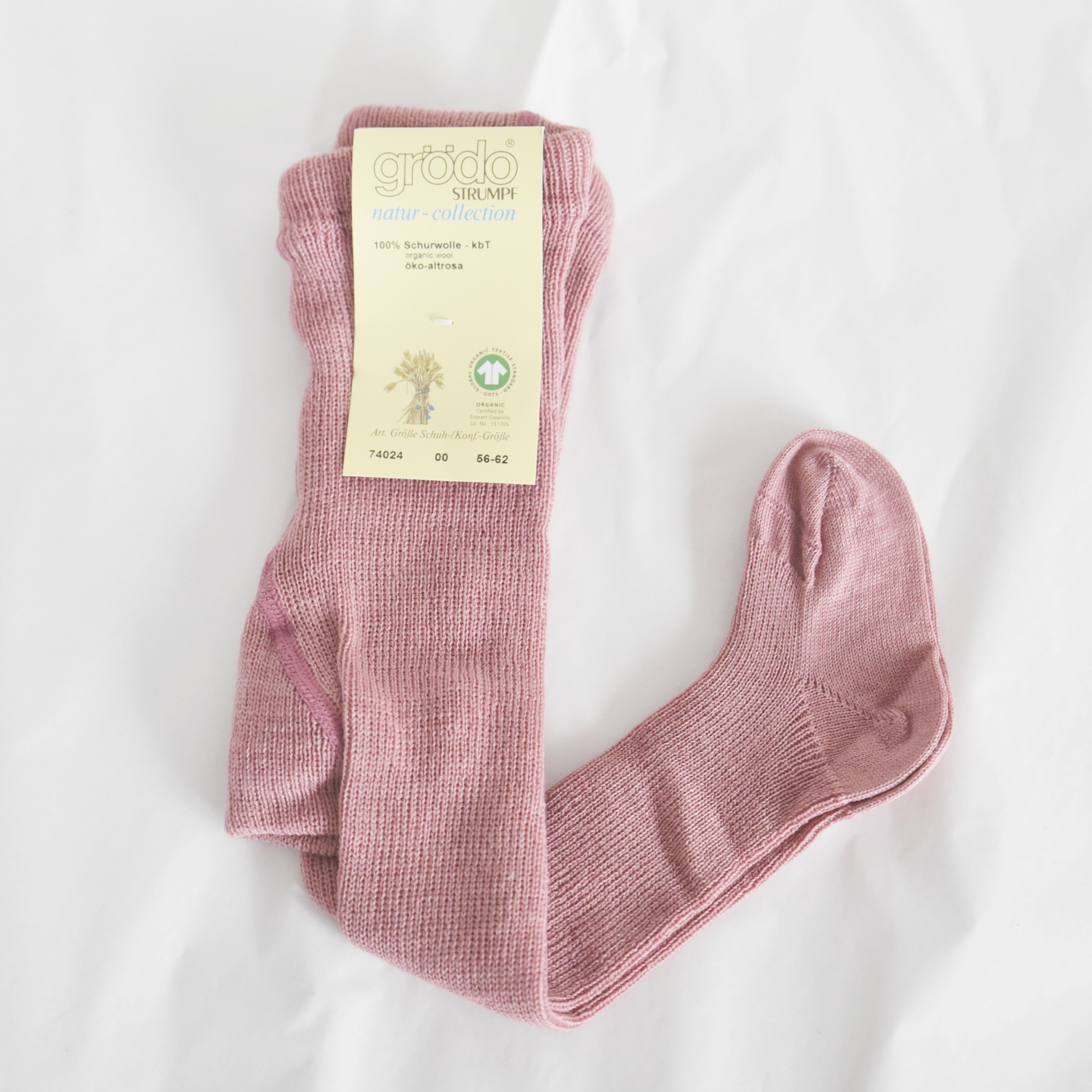 Collants bébé en laine mérinos bio rose Grödo