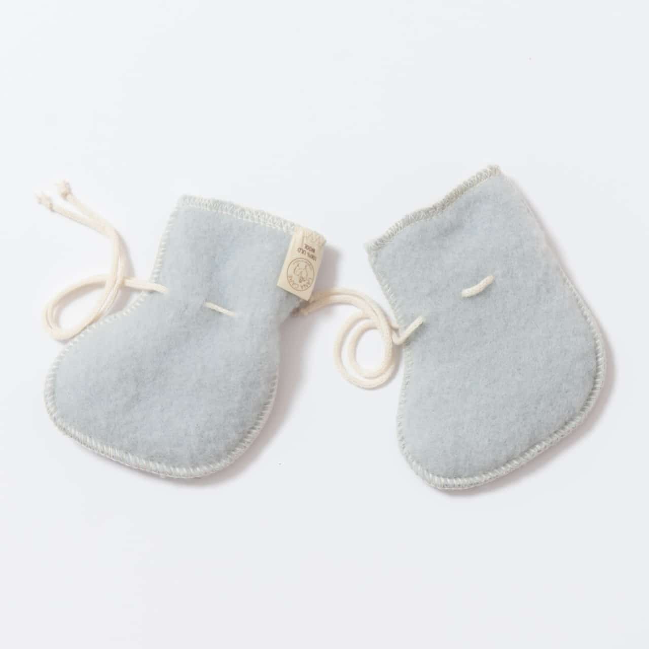 Chaussons de naissance en laine mérinos bio gris clair Lana Care