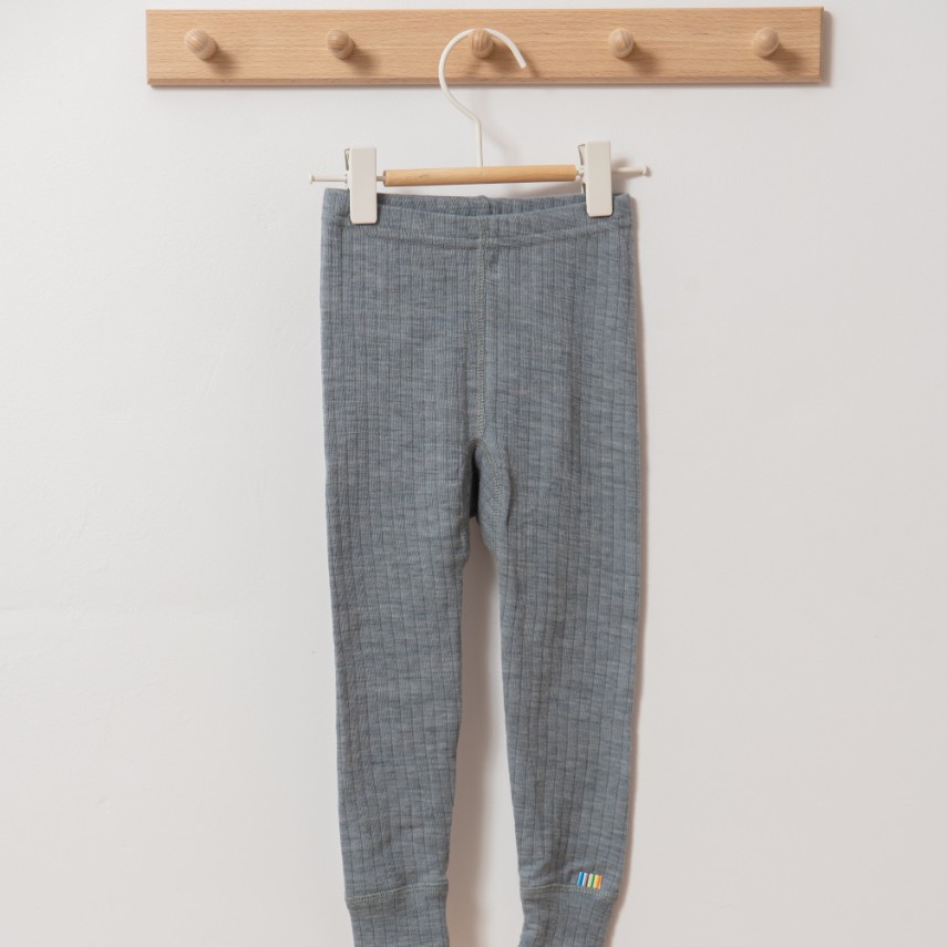 Legging fin enfant en laine mérinos bio gris joha