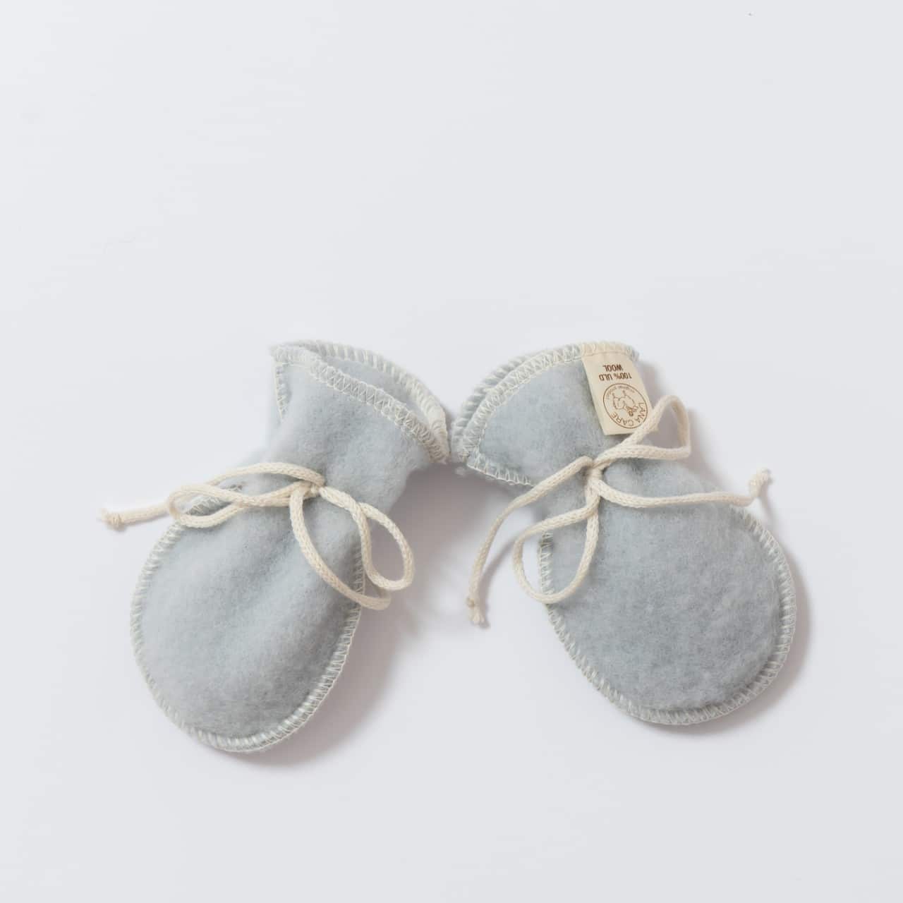 Moufles bébé en laine mérinos bio gris clair Lana care