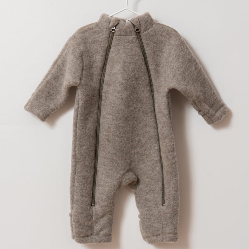 Moufles bébé en laine & coton molletonné Cosilana - Gris