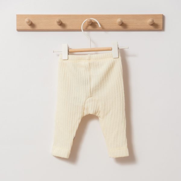 Pantalon legging bébé enfant en laine mérinos bio écru Joha