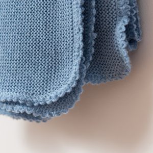 Couverture bébé en laine mérinos bio bleu Reiff