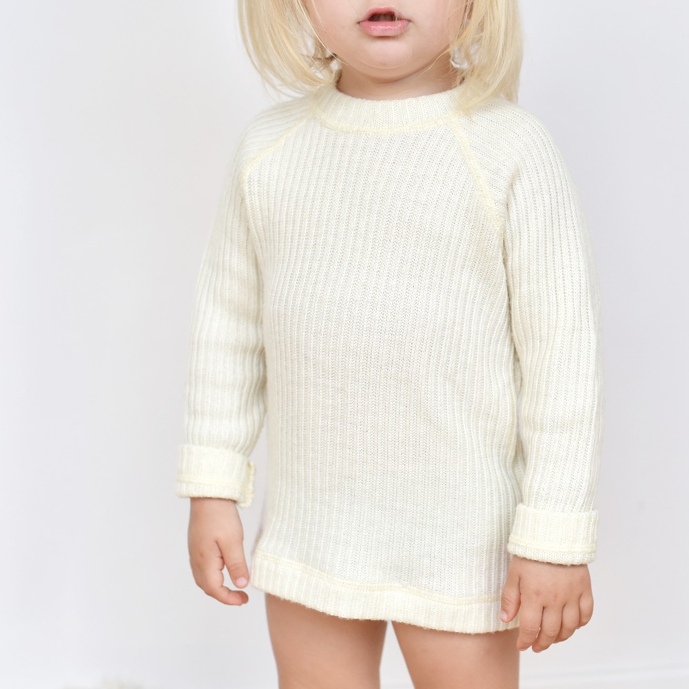 Pull enfant en laine mérinos bio Joha écru