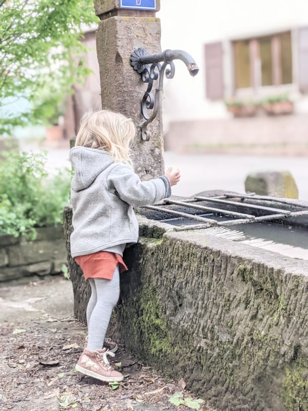 Veste enfant en laine mérinos bouillie Disana grise