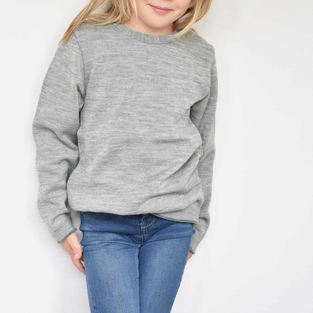 Pull enfant en laine mérinos bio gris Disana