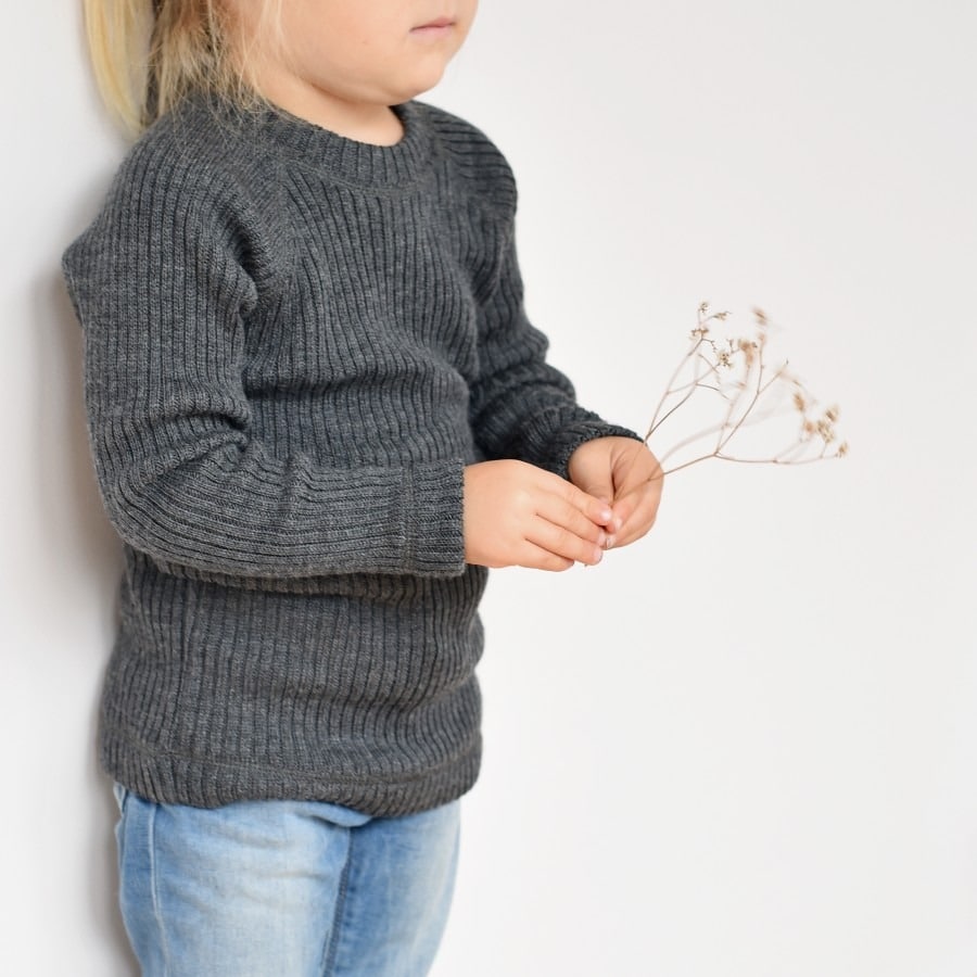 Pull bébé et enfant en laine mérinos gris Joha