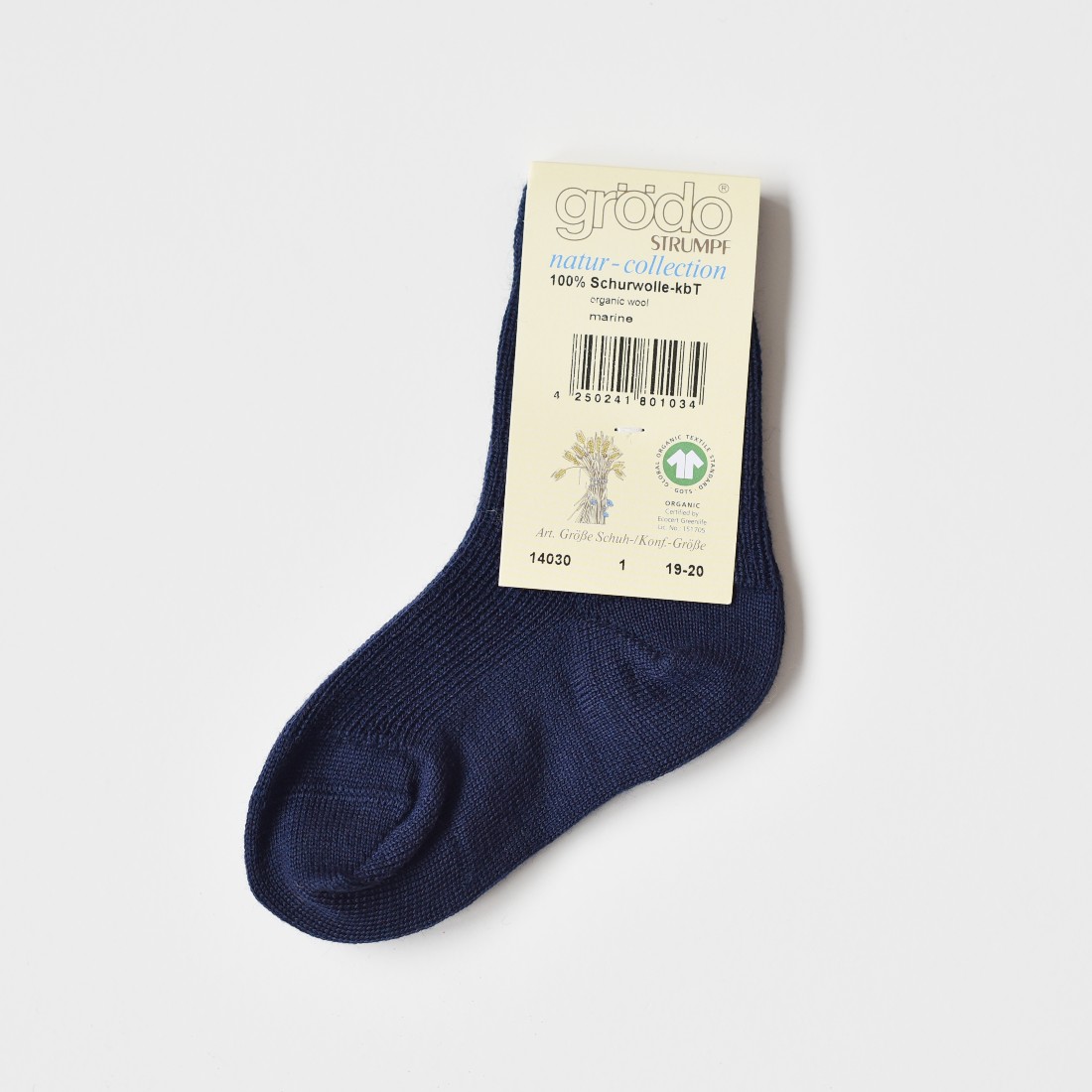 Chaussettes fines enfant en laine mérinos bio Grödo marine