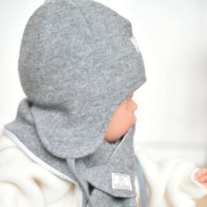 Bonnet bébé enfant en laine bouillie gris Pickapooh
