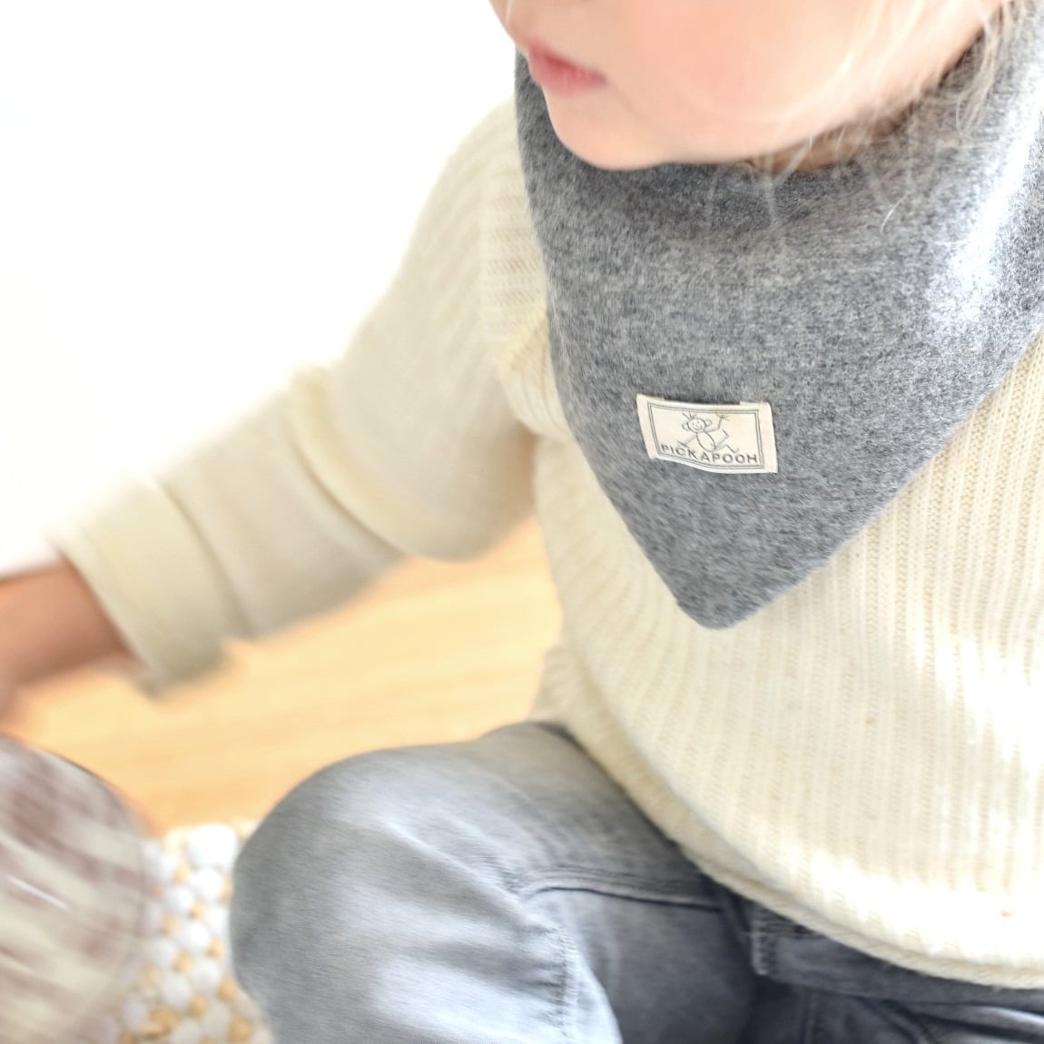 Moufles bébé en laine & coton molletonné Cosilana - Gris