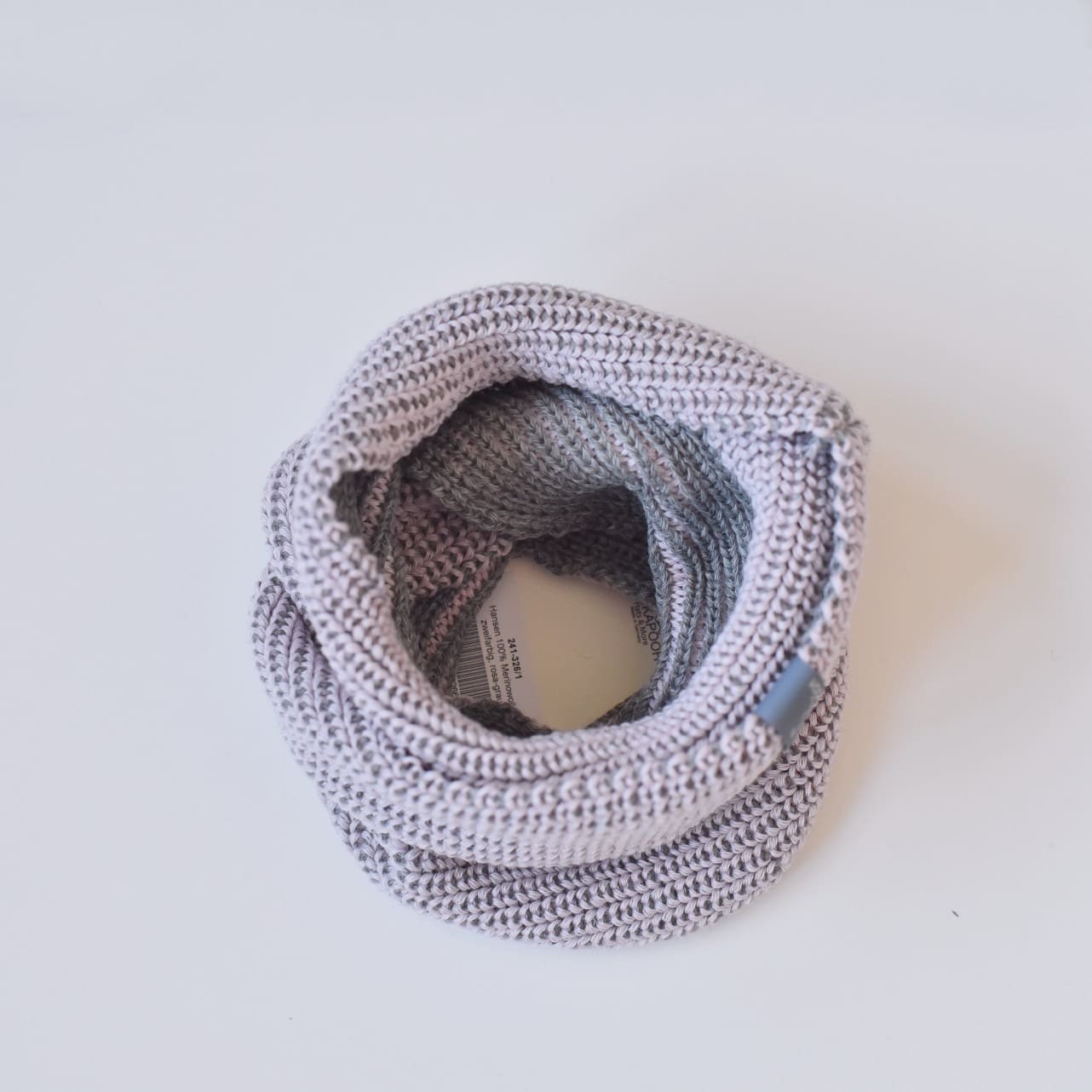 Tour de cou snood en laine mérinos rose Pickapooh