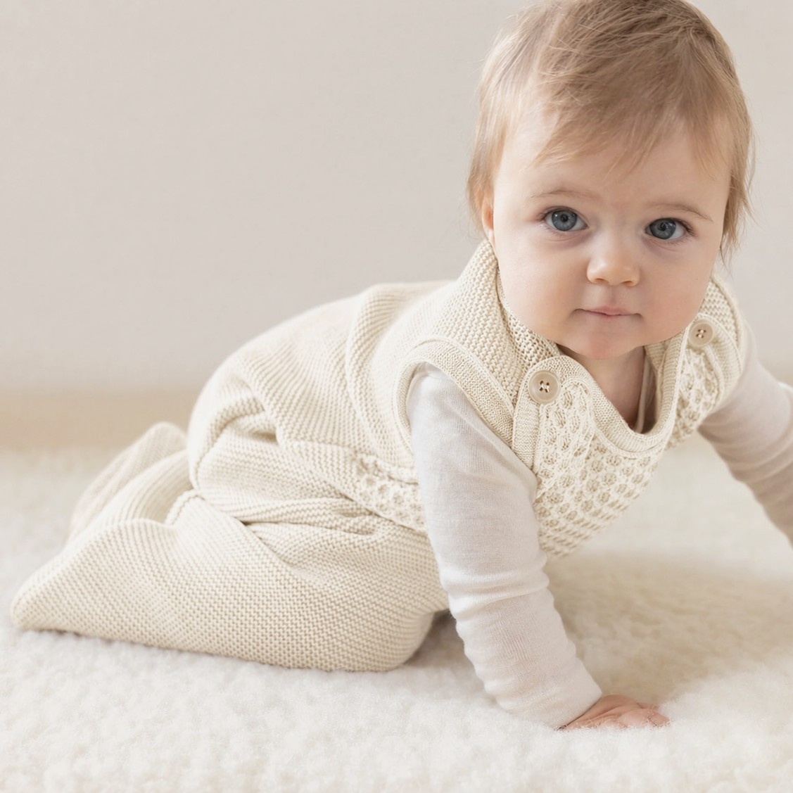 Gigoteuse sans manche en laine mérinos écru Disana