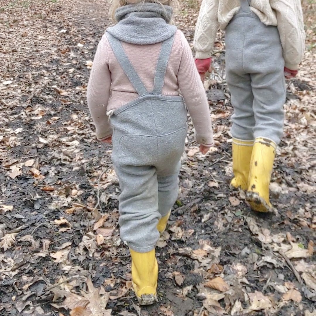 Pantalon salopette enfant en laine bouillie bio Disana gris