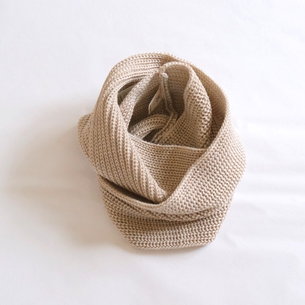 Tour de cou / snood en laine mérinos tricotée bio - beige<br/> <FONT face="Tunga" size=4>Pickapooh</font>