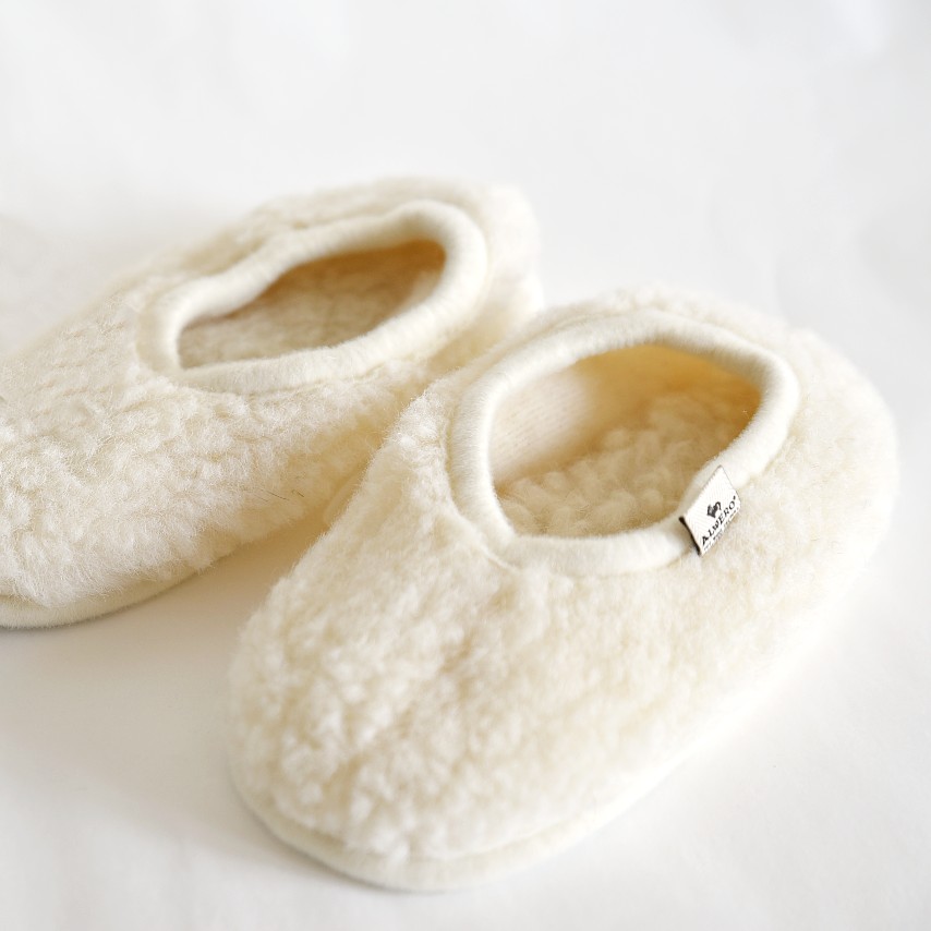 Chaussons en laine pour adulte - écru<br/> <FONT face="Tunga" size=4>Alwero</font>