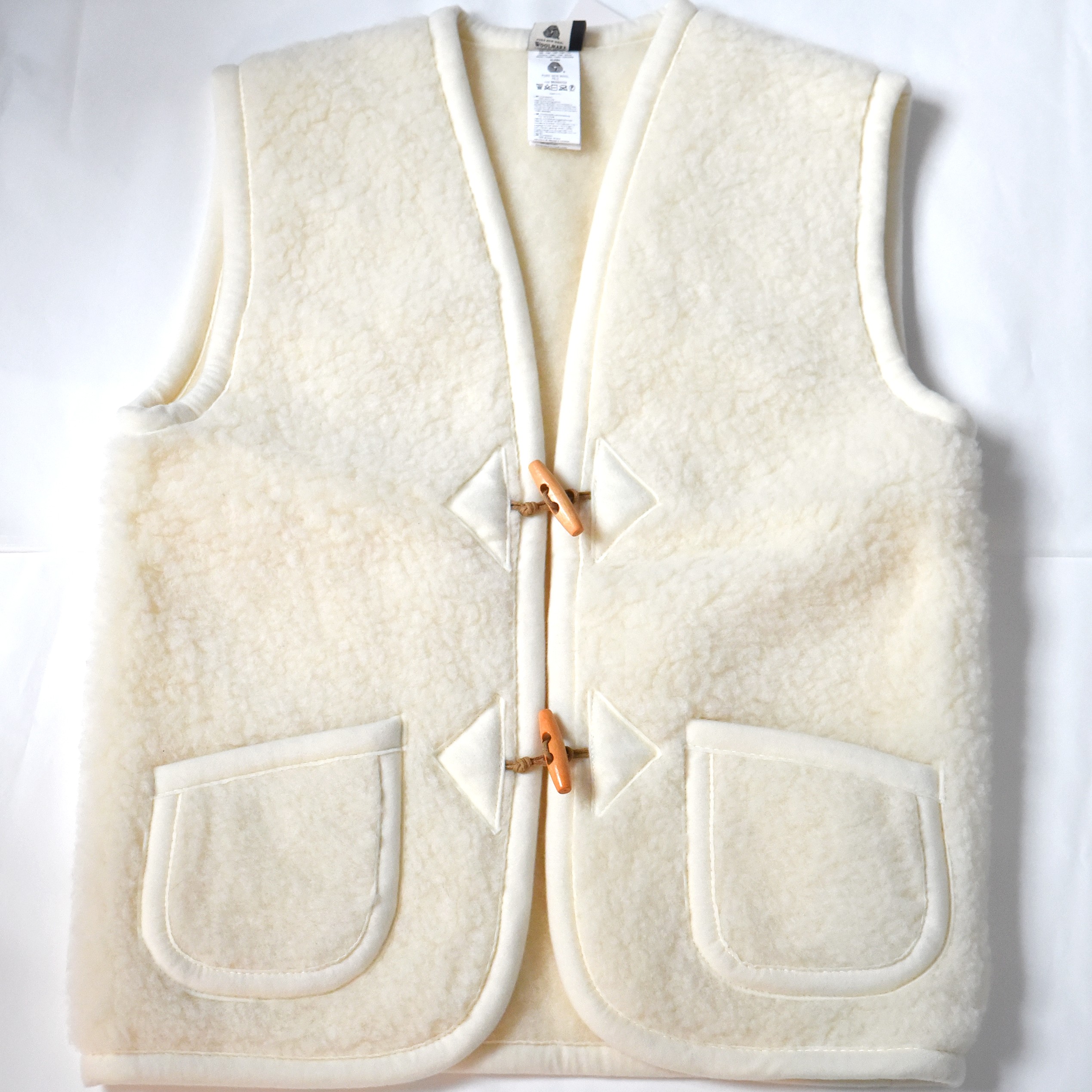 Gilet de berger en pure laine pour femme - écru<br/> <FONT face="Tunga" size=4>Alwero</font>