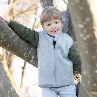 Veste sans manche en laine bouillie bio Disana gris