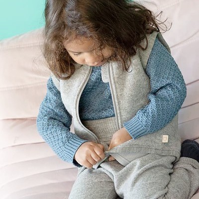 Veste sans manche en laine bouillie bio Disana gris